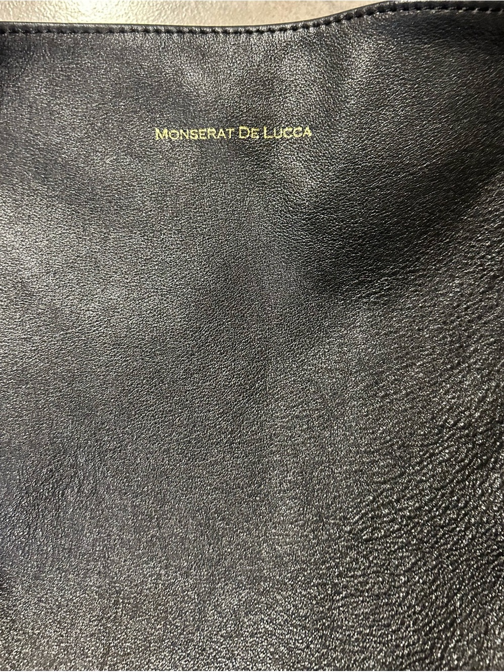 Monserat De Lucca Black Pebbled Leather Hobo Slouch - Picture 5 of 7